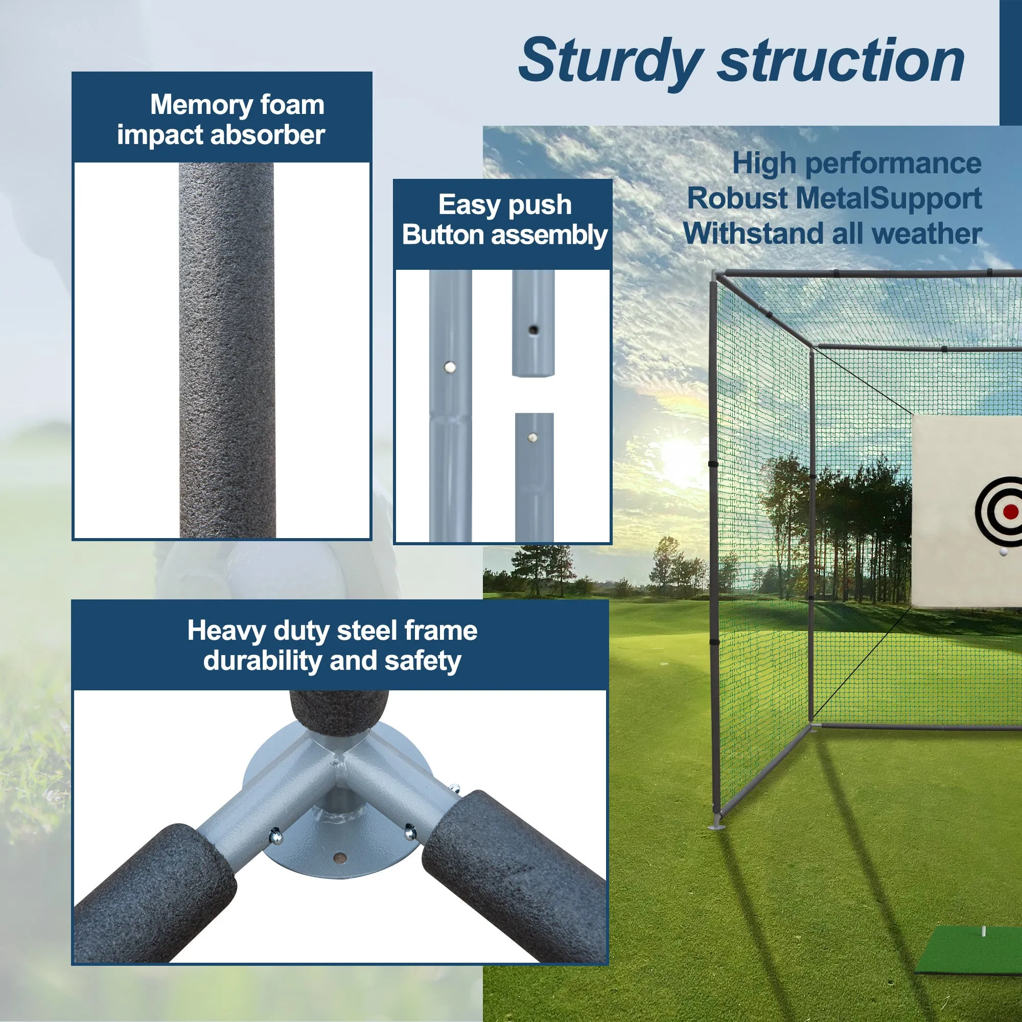 10X10ftX10ft Portable Golf Practice Cage Net - Durable & Easy Setup, Indoor/Outdoor