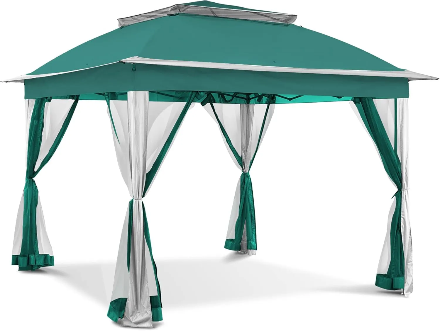 11'X11' Pop up Gazebo for Patios Gazebo Canopy Tent with Sidewalls Outdoor Gazebo with Mosquito Netting Pop up Canopy Shelter Wedding Tent (Green)