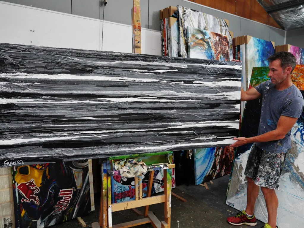 50 Shades of Grey 200cm x 80cm Grey White Textured Abstract Painting (SOLD)