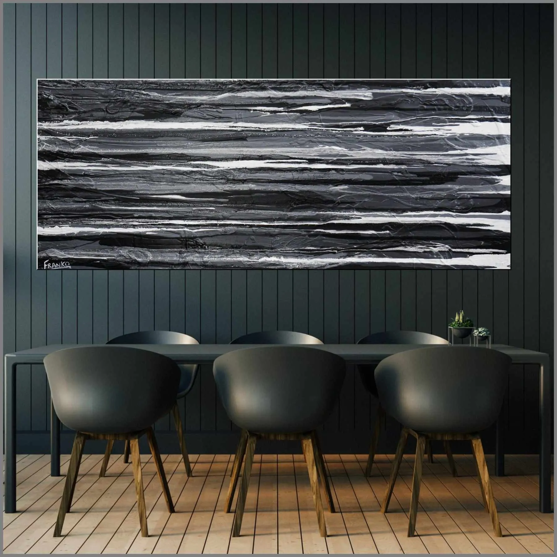 50 Shades of Grey 200cm x 80cm Grey White Textured Abstract Painting (SOLD)