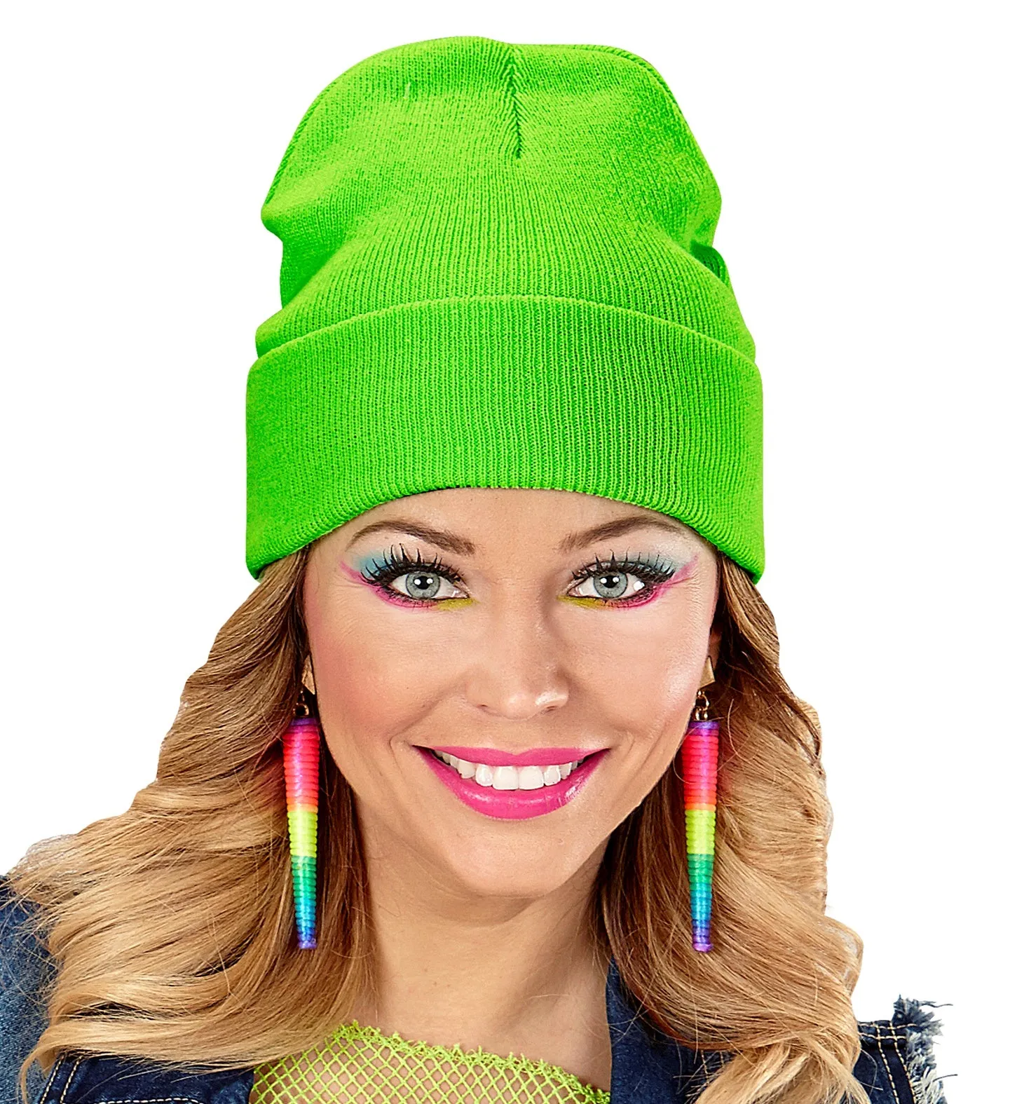 80's Neon Green Beanie Hat