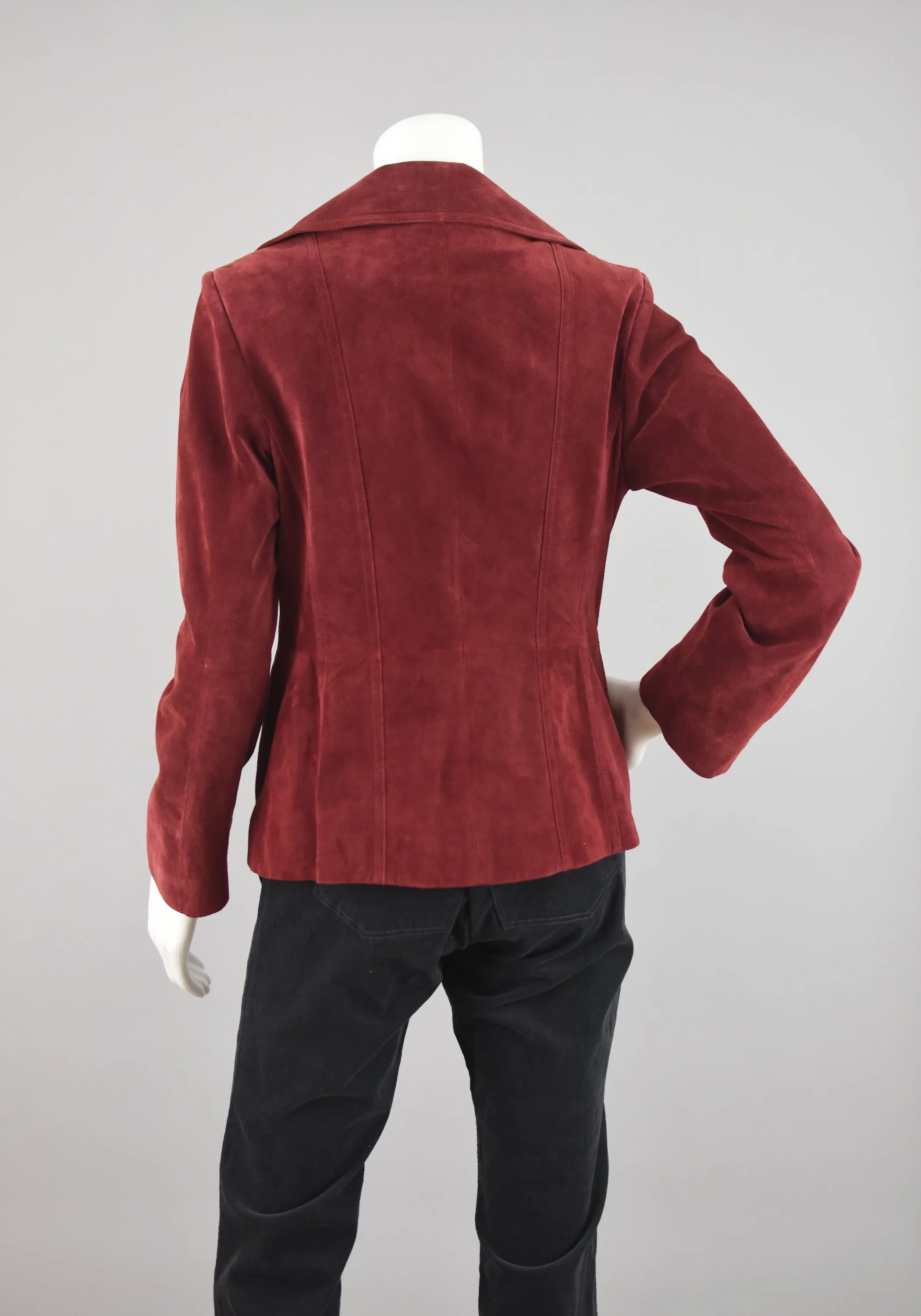 90s Burgundy Suede Leather Jacket Women's Small