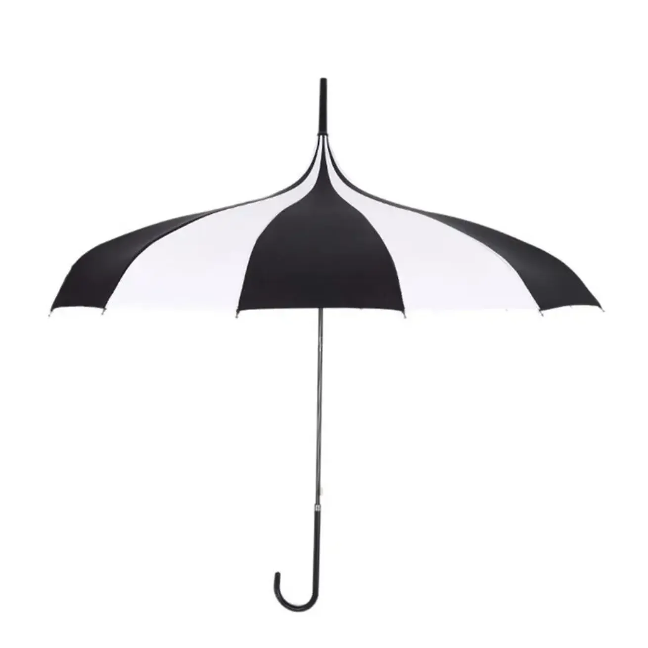 Black and White Pagoda Umbrella Striped Parasol