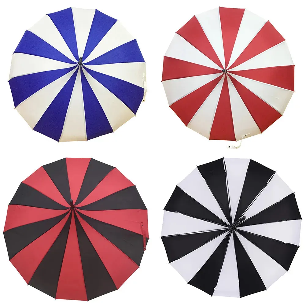 Black and White Pagoda Umbrella Striped Parasol