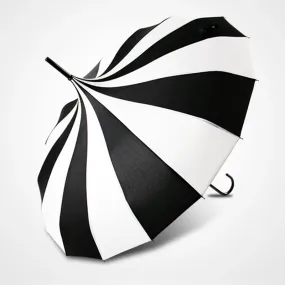 Black and White Pagoda Umbrella Striped Parasol