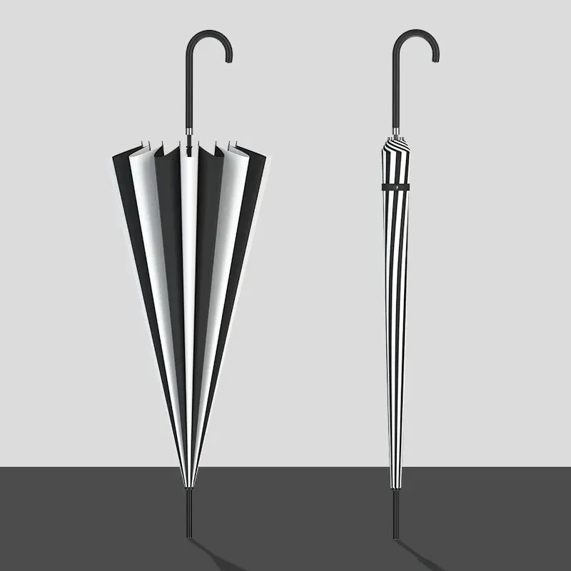 Black and White Pagoda Umbrella Striped Parasol