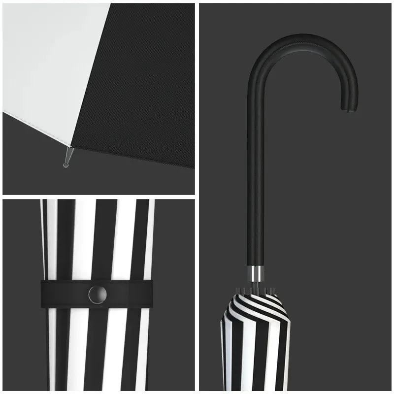 Black and White Pagoda Umbrella Striped Parasol