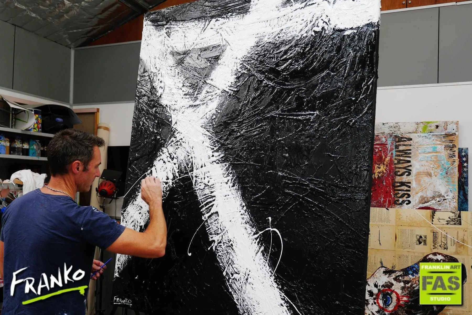 Black Tango 120cm x 150cm White Black Abstract Painting (SOLD)