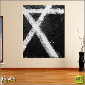 Black Tango 120cm x 150cm White Black Abstract Painting (SOLD)