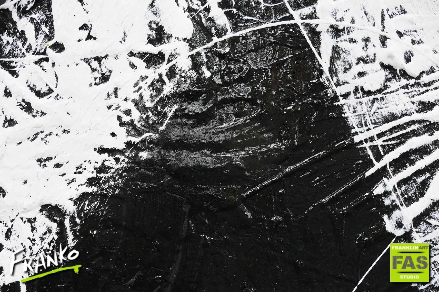 Black Tango 120cm x 150cm White Black Abstract Painting (SOLD)