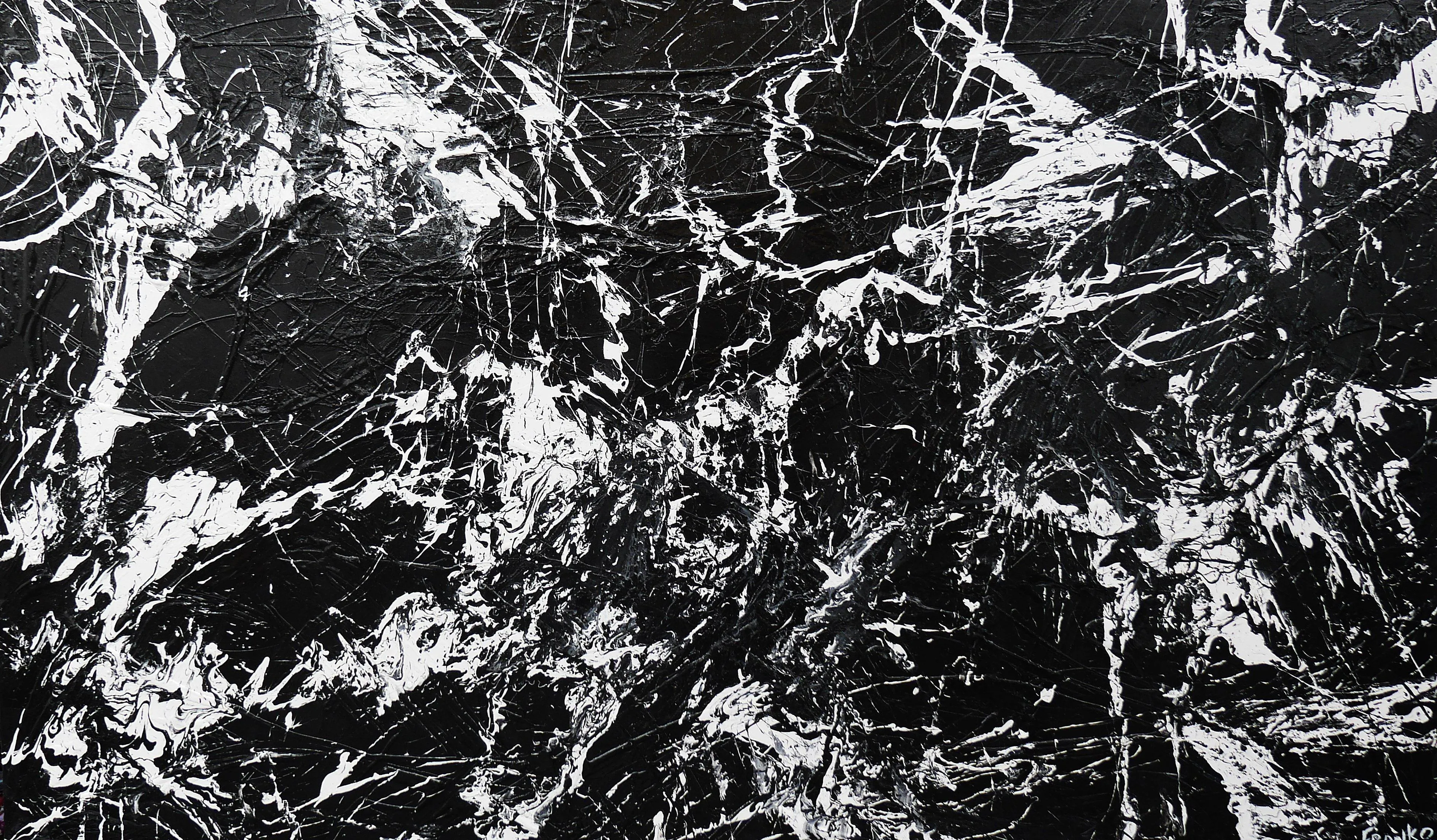 Black White Maze 250cm x 150cm Black White Huge Abstract Painting (SOLD)