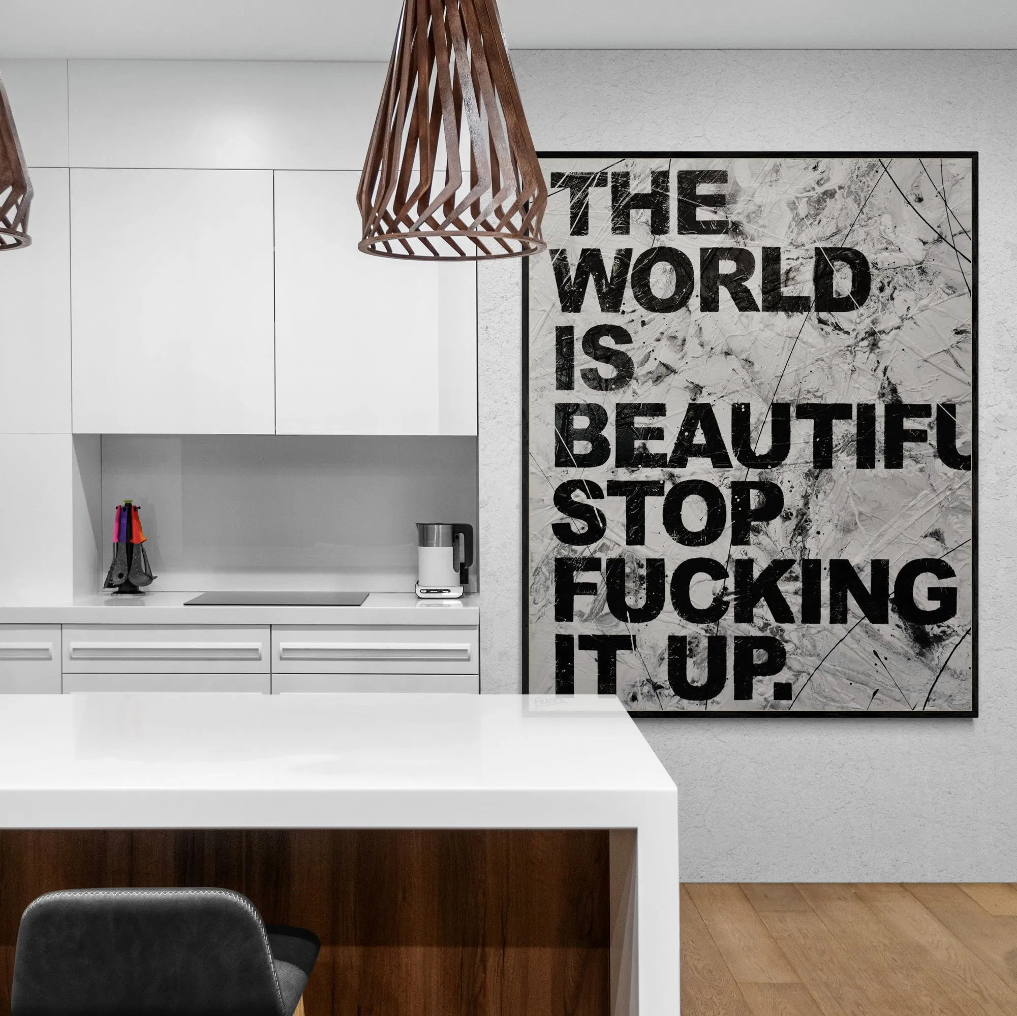Bright Grey World 120cm x 150cm Textured Urban Pop Art Painting (SOLD)