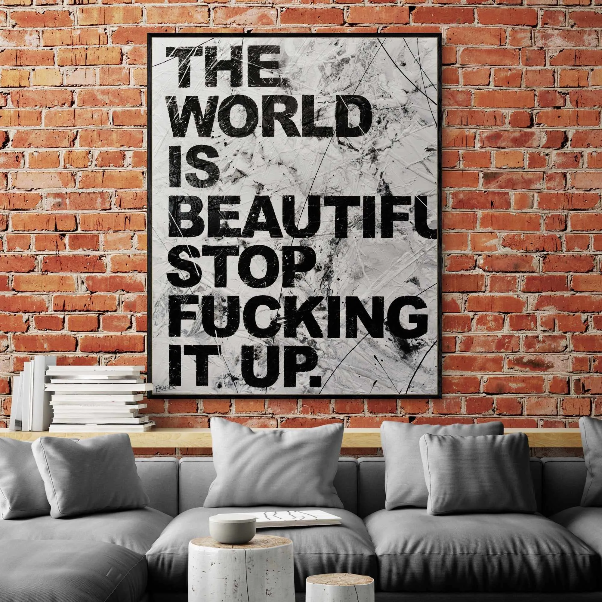 Bright Grey World 120cm x 150cm Textured Urban Pop Art Painting (SOLD)