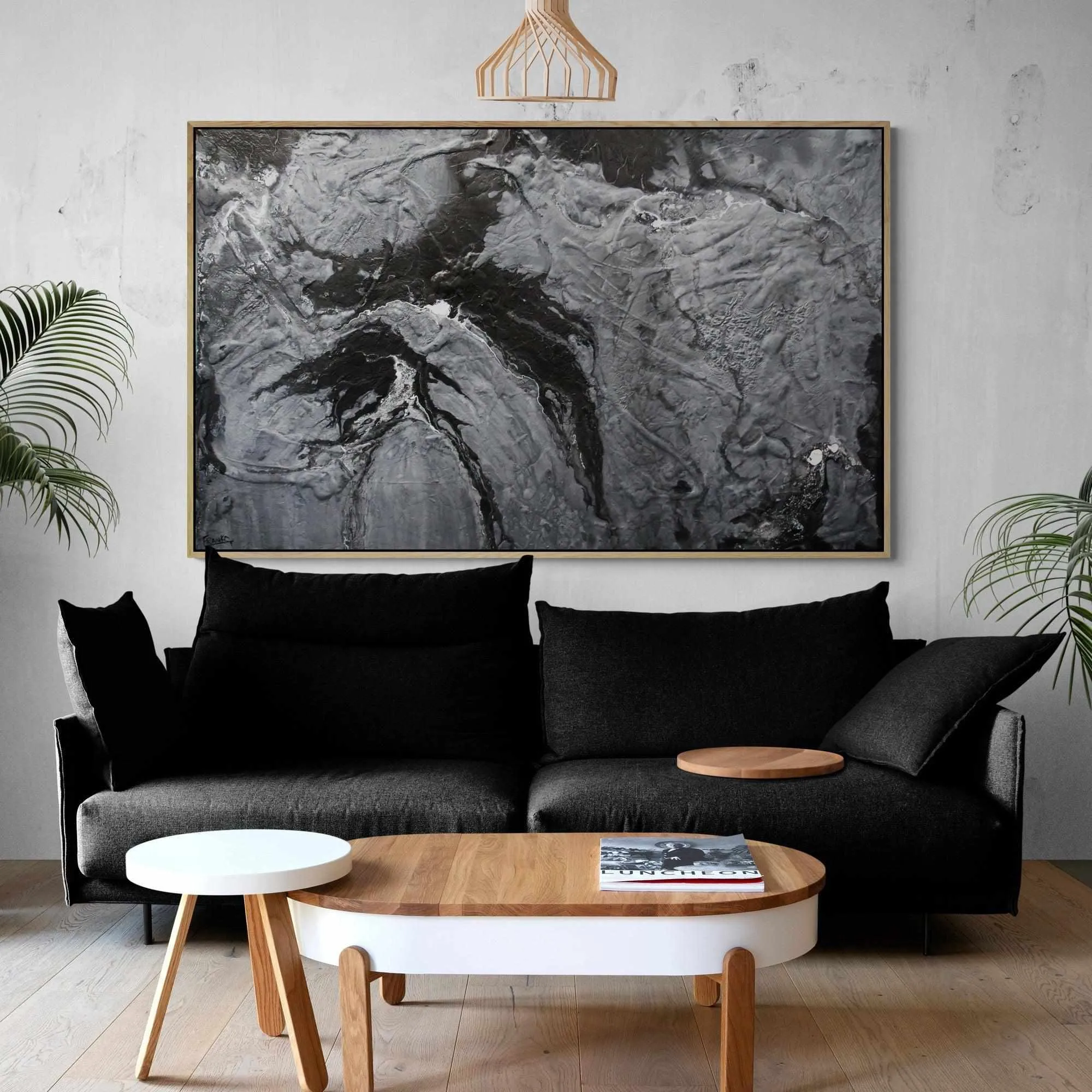 Cashmere 160cm x 100cm Black Grey Textured Abstract Painting (SOLD)