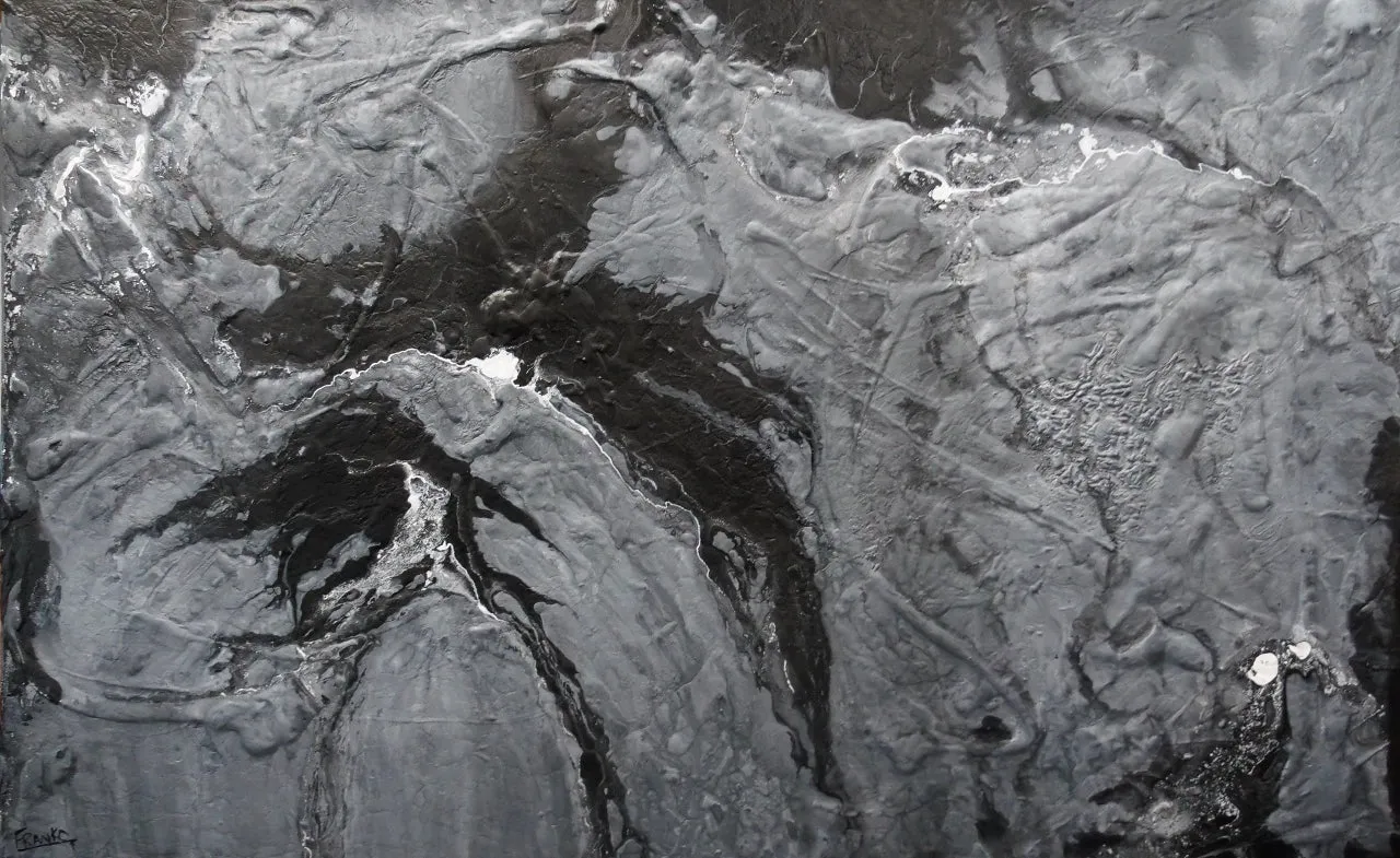 Cashmere 160cm x 100cm Black Grey Textured Abstract Painting (SOLD)