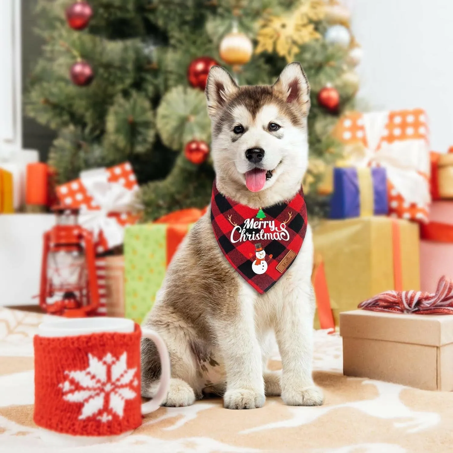 Christmas Dog Bandana -  Classic Buffalo Plaid - 2 Pack