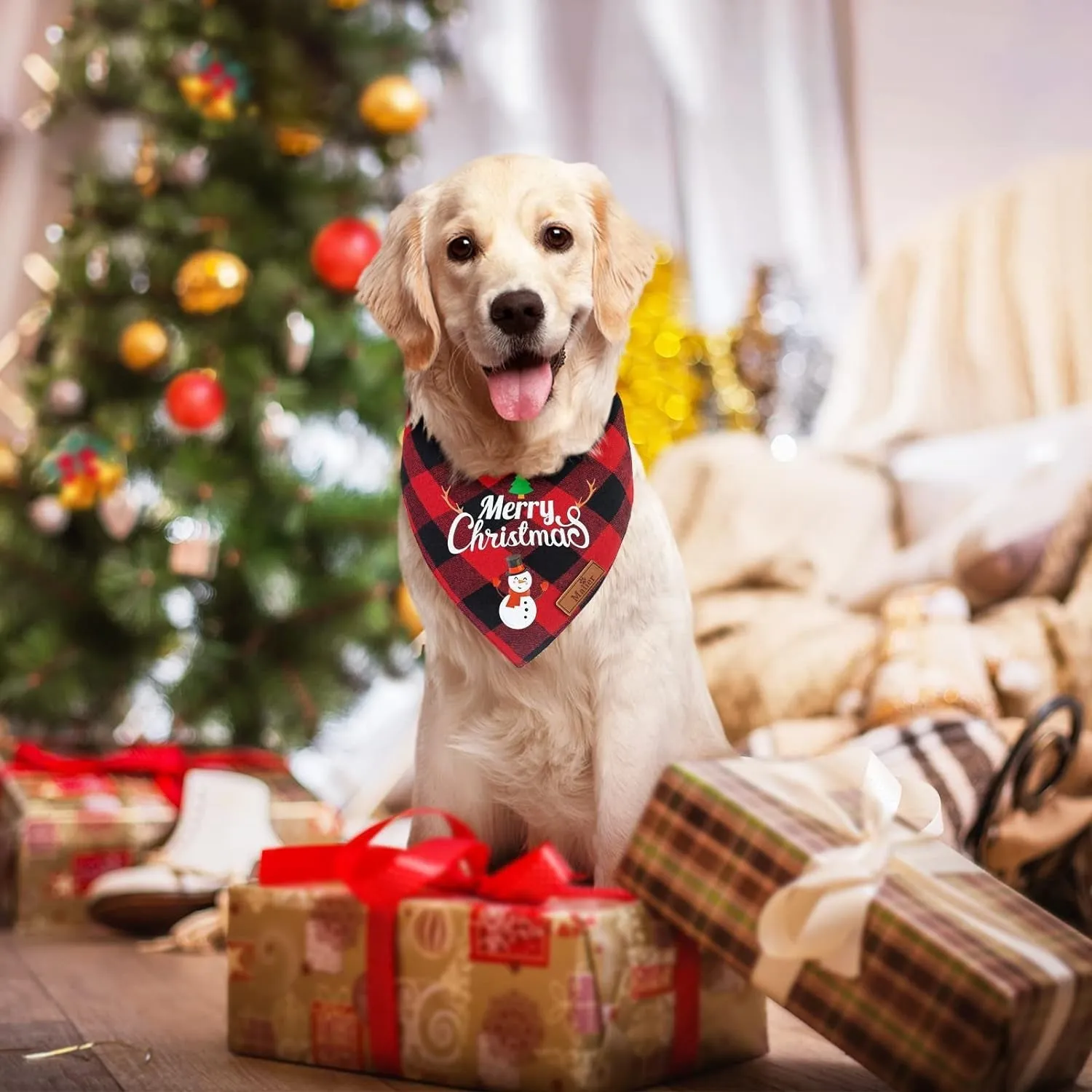 Christmas Dog Bandana -  Classic Buffalo Plaid - 2 Pack