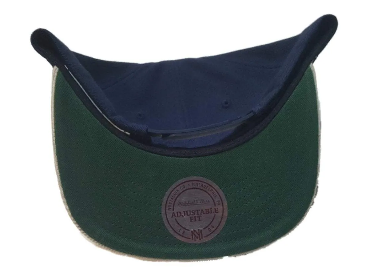Cleveland Cavaliers Mitchell & Ness Navy White Structured Adj. Flat Bill Hat Cap
