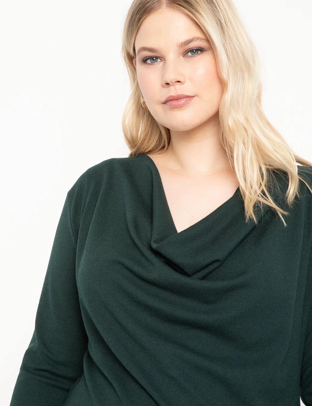 Cowl Neck Dress in Dark Green