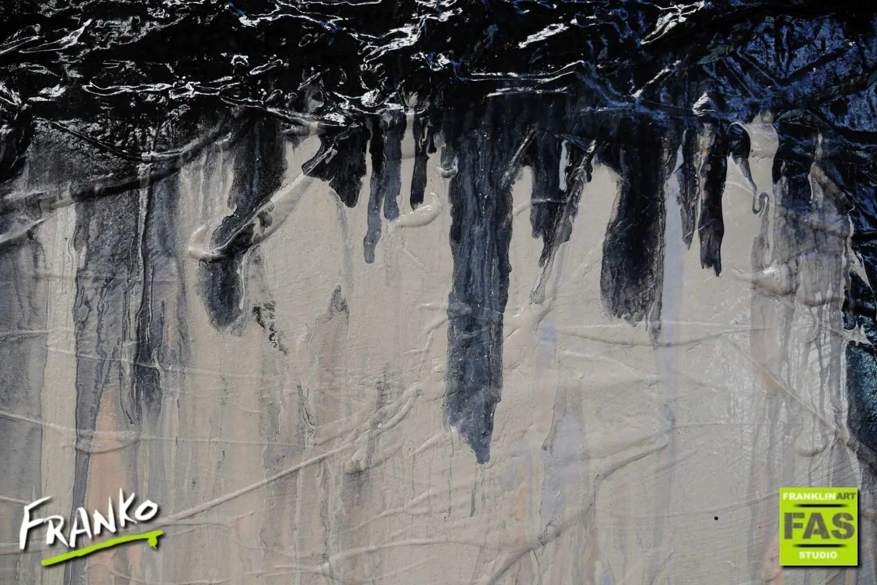 Creamy Grey 160cm x 100cm Grey Black Cream Textured Abstract Painting (SOLD)