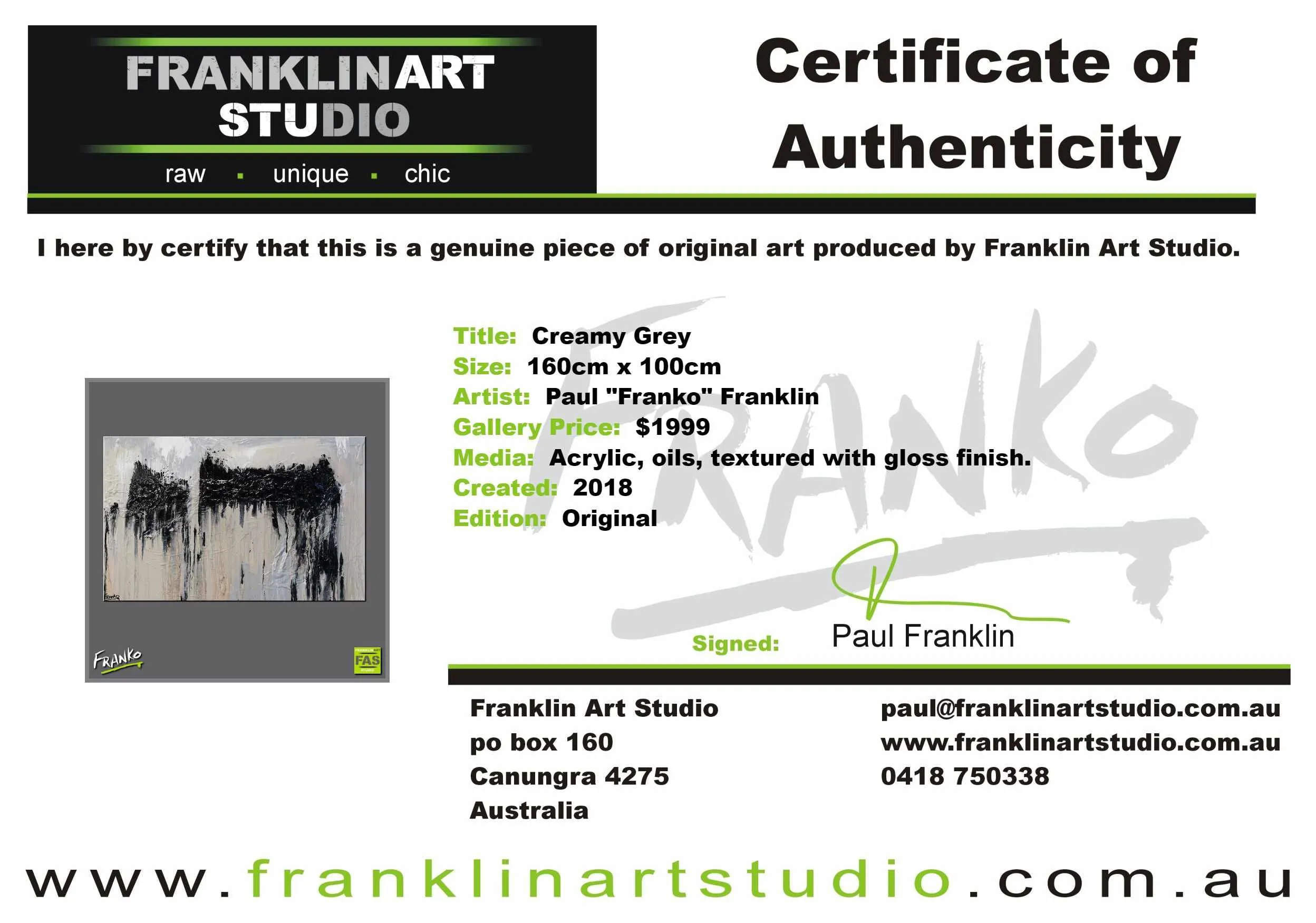 Creamy Grey 160cm x 100cm Grey Black Cream Textured Abstract Painting (SOLD)