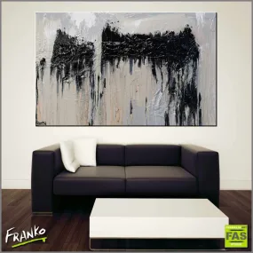 Creamy Grey 160cm x 100cm Grey Black Cream Textured Abstract Painting (SOLD)