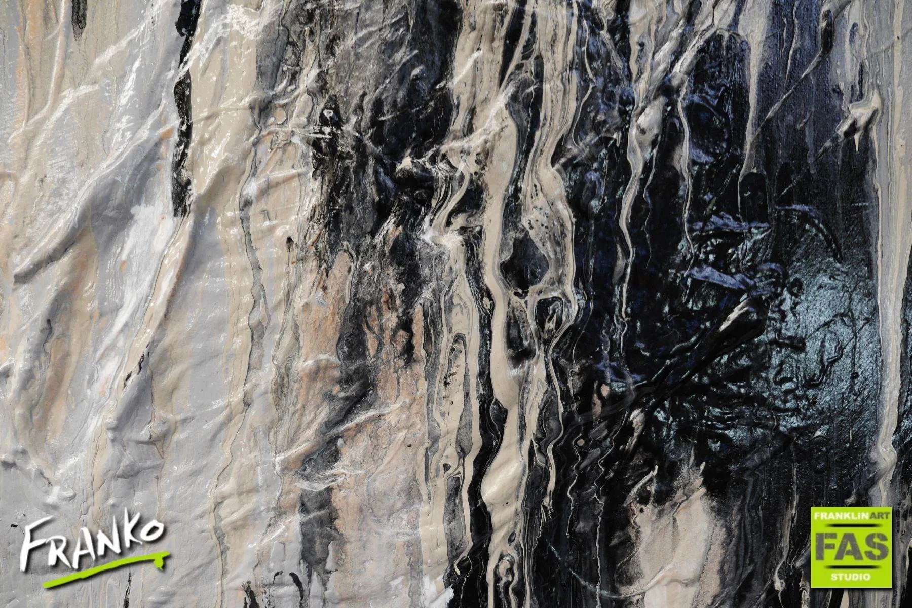 Creamy Grey 160cm x 100cm Grey Black Cream Textured Abstract Painting (SOLD)