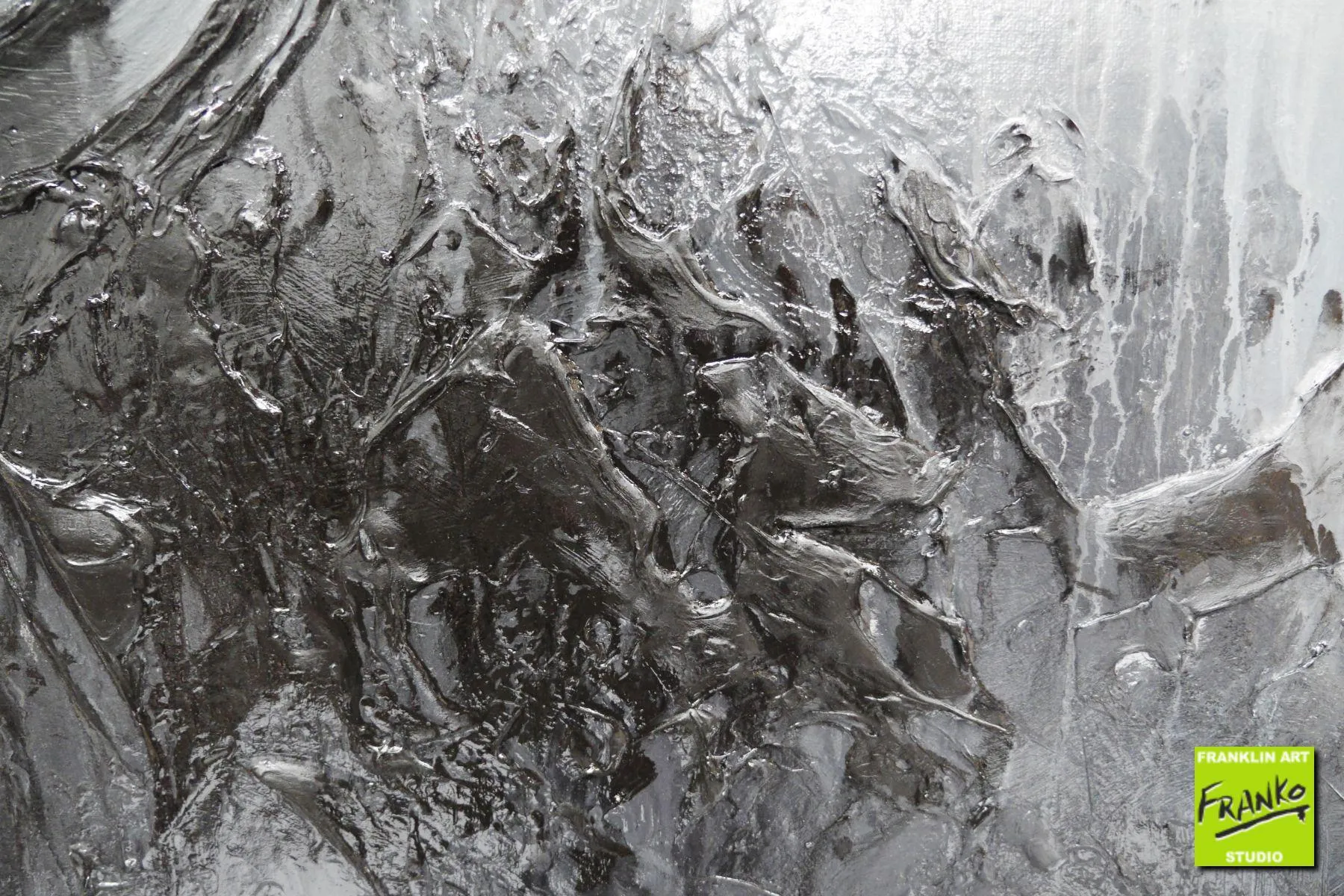 Dark 140cm x 100cm Black Grey Textured Abstract Painting (SOLD)