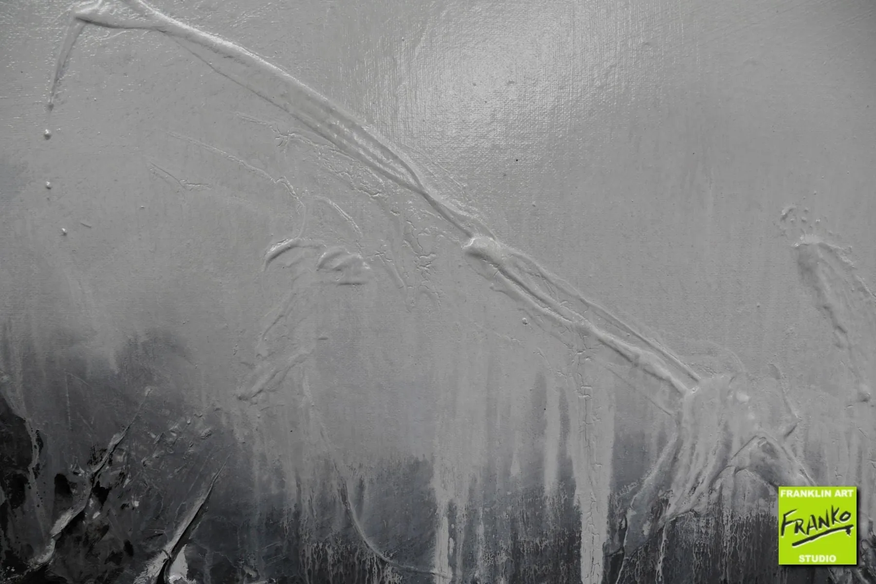 Dark 140cm x 100cm Black Grey Textured Abstract Painting (SOLD)