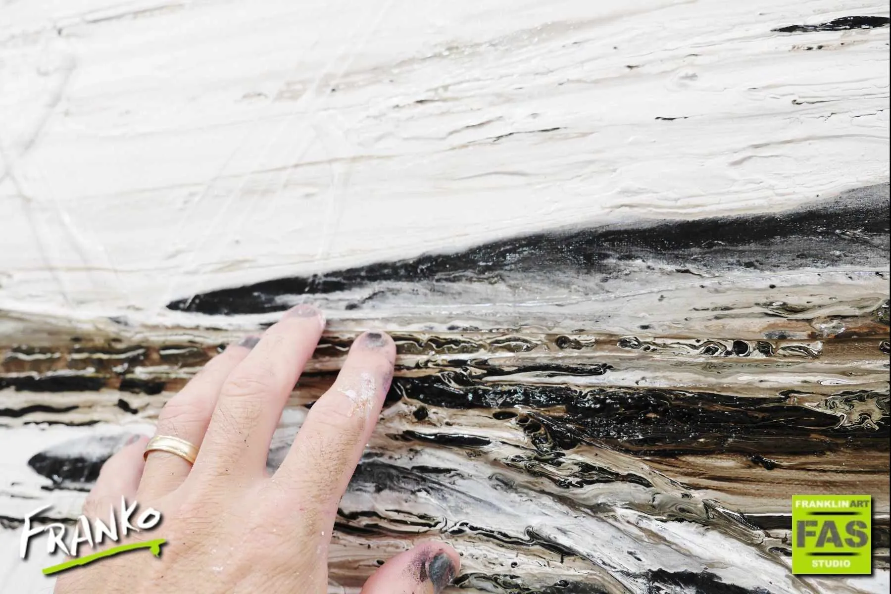 Decayed Beautish 200cm x 80cm Huge White Black Abstract Painting (SOLD)