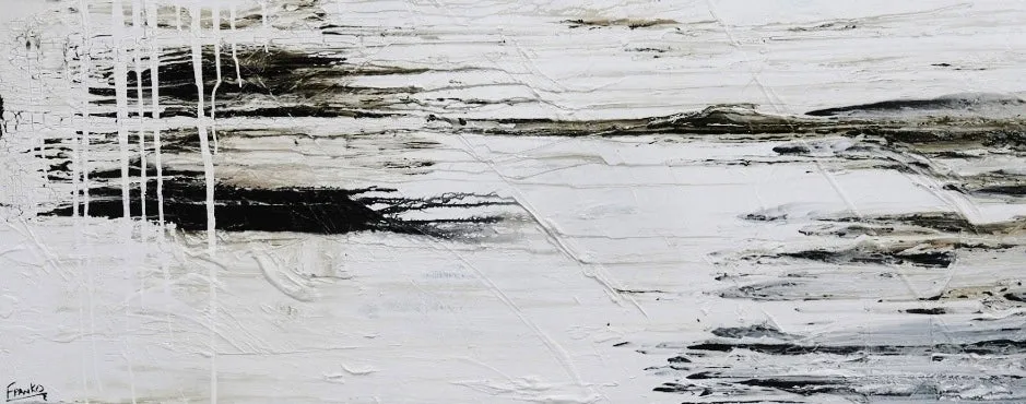 Decayed Beautish 200cm x 80cm Huge White Black Abstract Painting (SOLD)