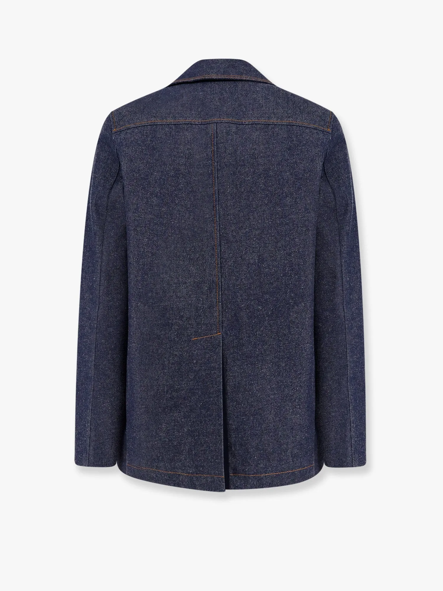 Denim peacoat with contrasting stitching