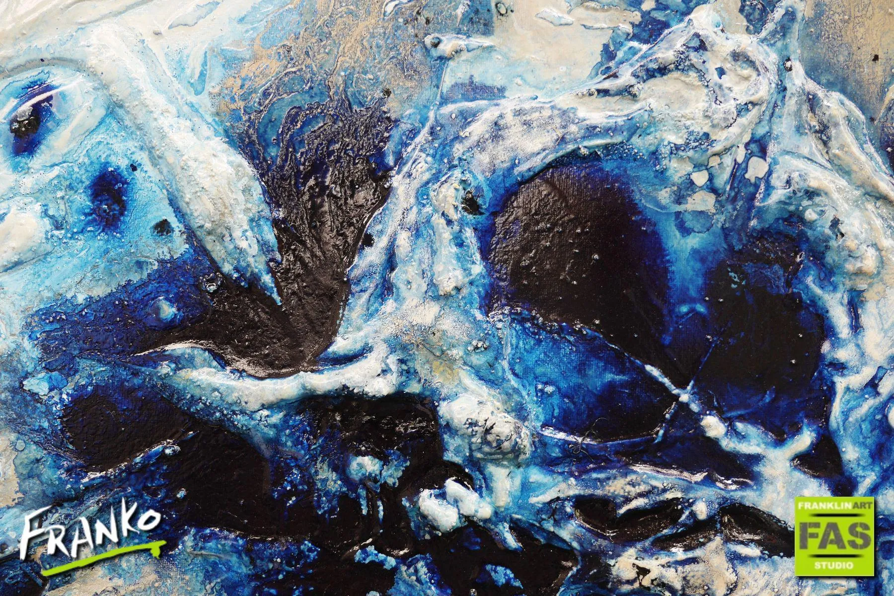 Desert Pools 190cm x 100cm Huge Blue White Abstract Painting (SOLD)