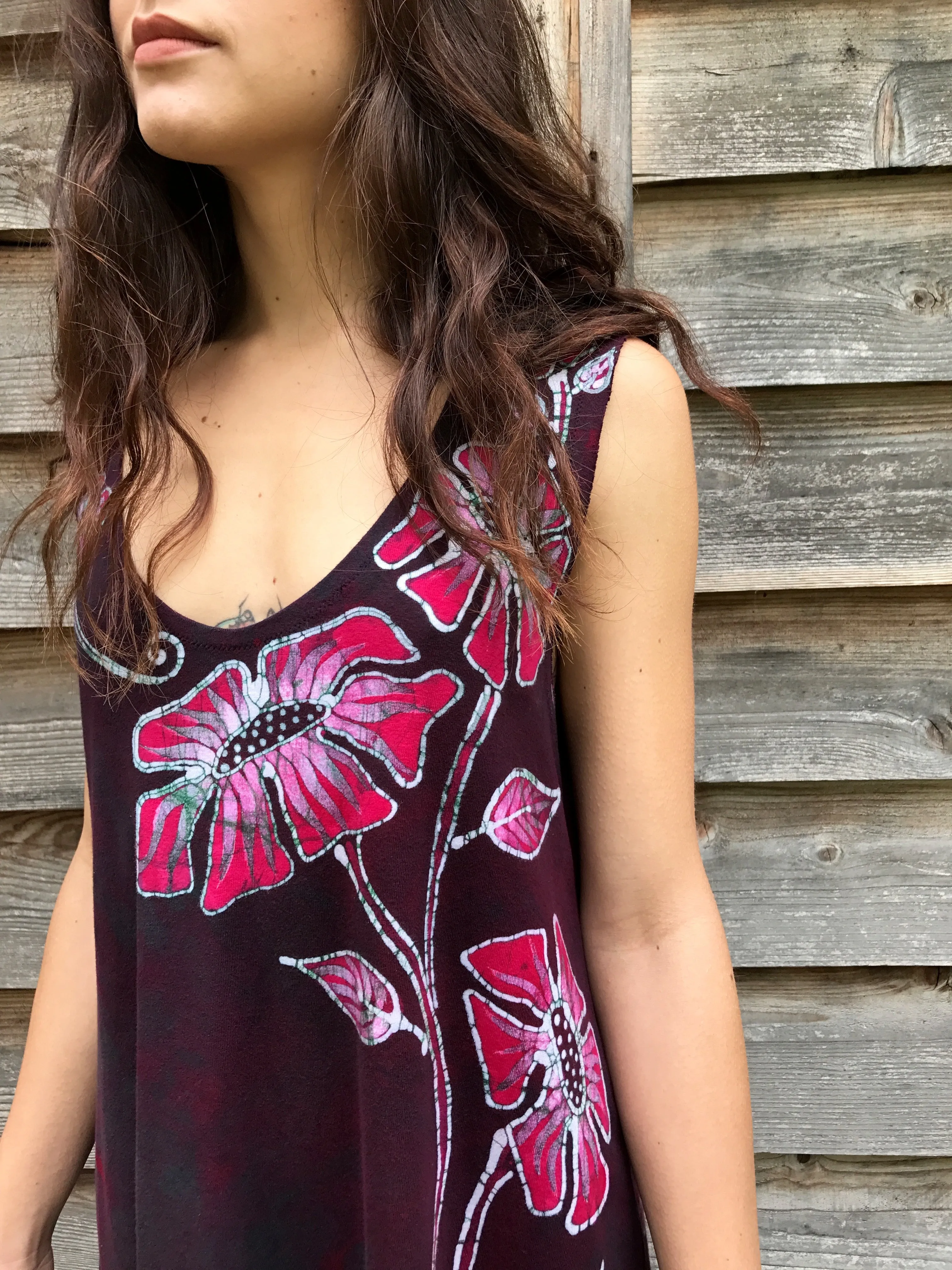 Flower Power in Tourmaline Temptation Batikwalla Dress in Organic Cotton - Size Large