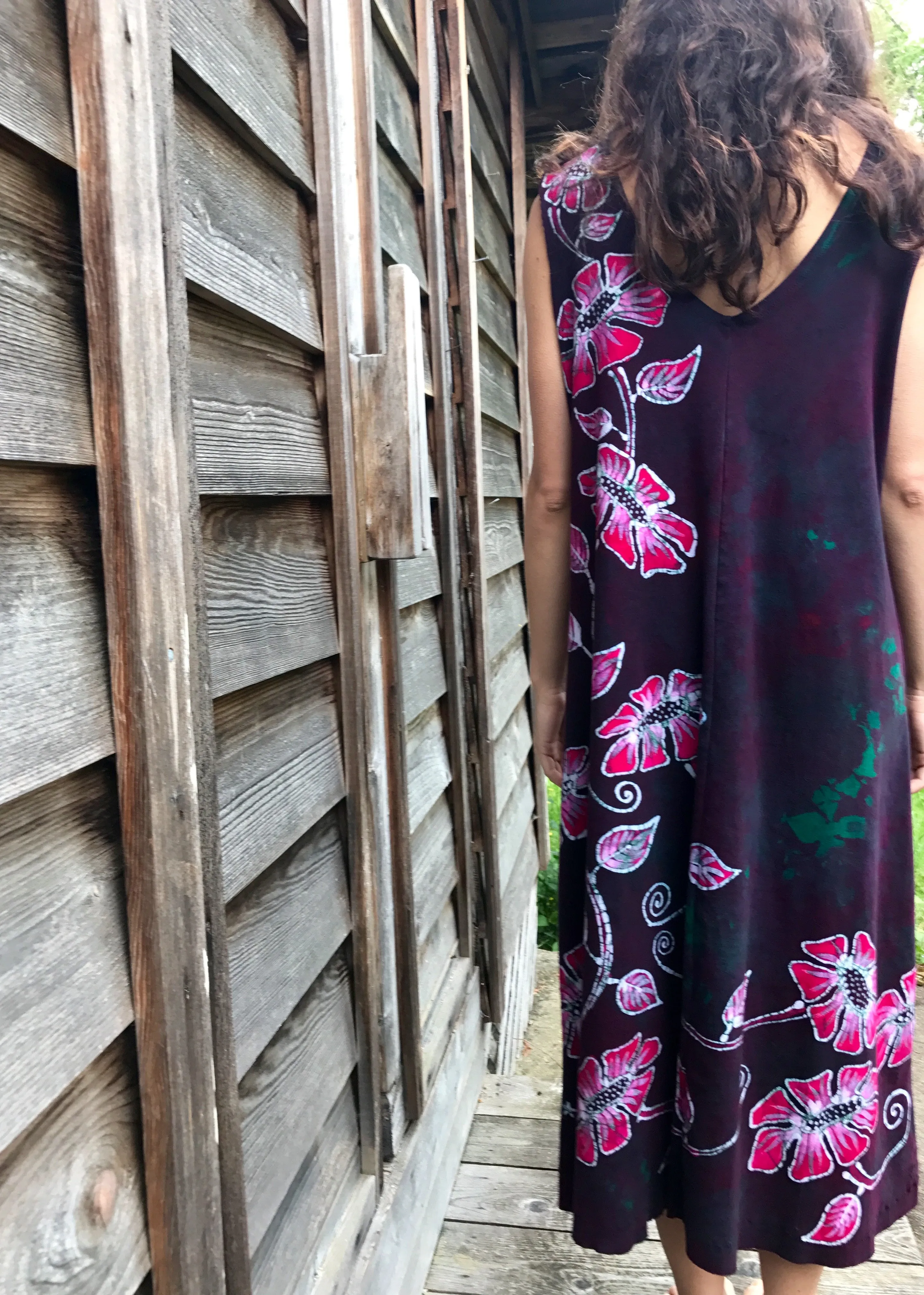 Flower Power in Tourmaline Temptation Batikwalla Dress in Organic Cotton - Size Large
