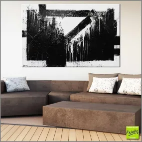 Geometry 160cm x 100cm White Black Textured Abstract Painting (SOLD)