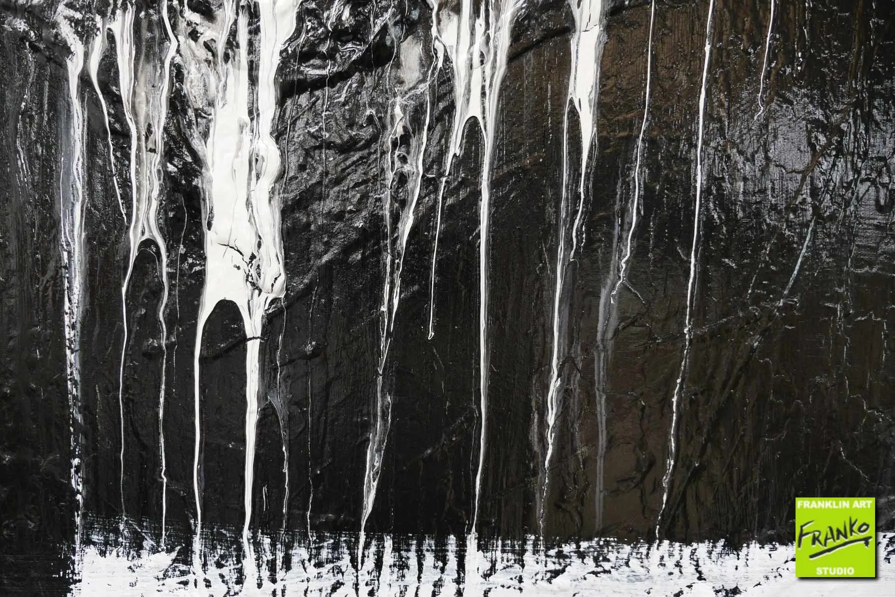 Geometry 160cm x 100cm White Black Textured Abstract Painting (SOLD)