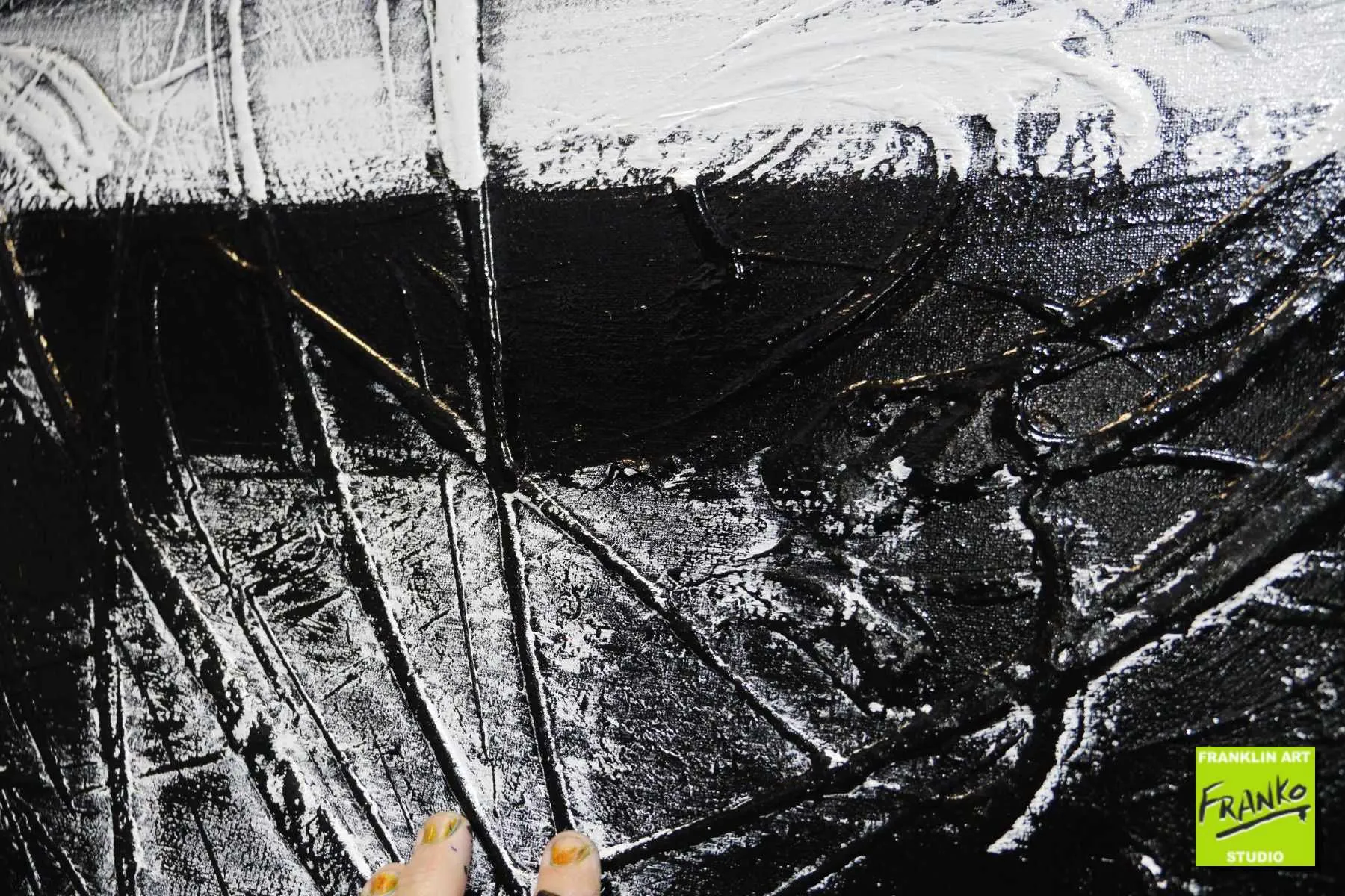 Geometry Squared 160cm x 100cm Black White Textured Abstract Painting (SOLD)