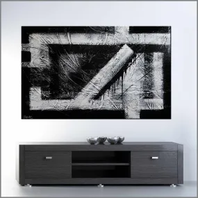 Geometry Squared 160cm x 100cm Black White Textured Abstract Painting (SOLD)