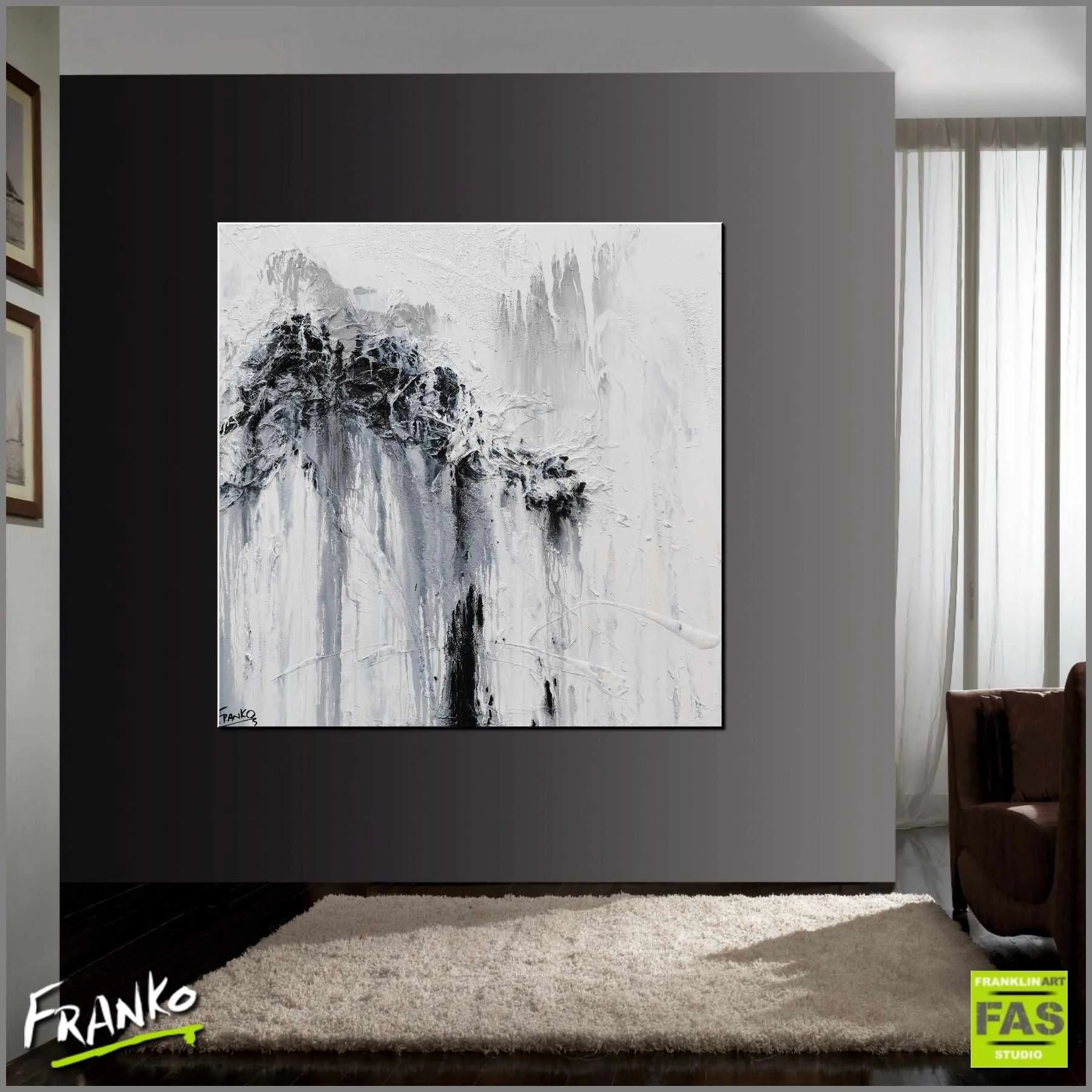 Glazed 100cm x 100cm White Grey Abstract Painting (SOLD)