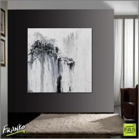 Glazed 100cm x 100cm White Grey Abstract Painting (SOLD)