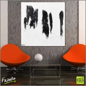 Glazing Minimal 100cm x 100cm Minimalist Black White Abstract Painting (SOLD)