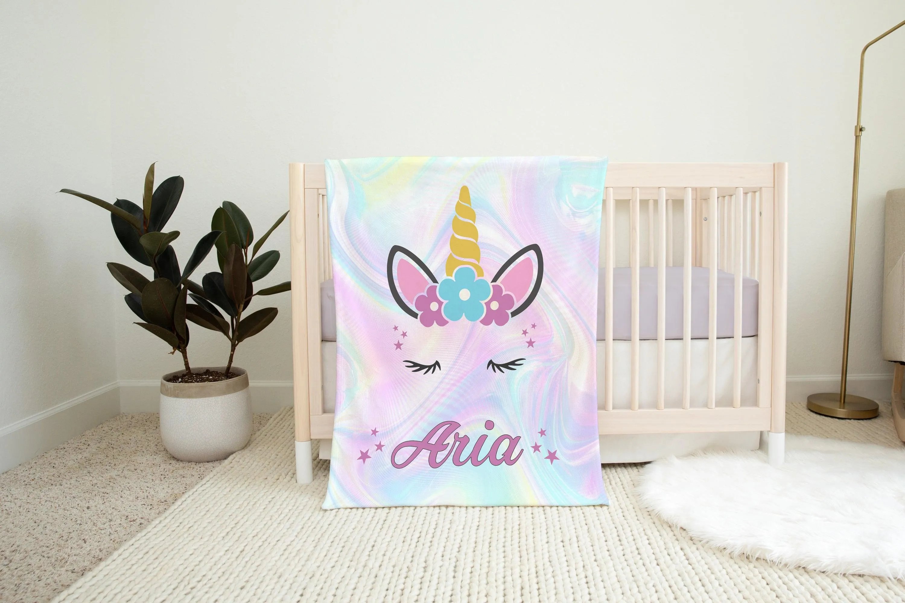 Glitter Unicorn Personalized Minky Blanket