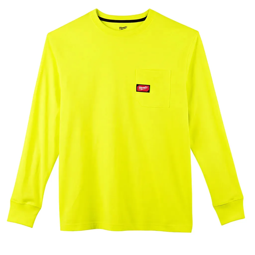 Heavy Duty Pocket T-Shirt - Long Sleeve - Hi Vis 2X
