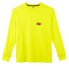 Heavy Duty Pocket T-Shirt - Long Sleeve - Hi Vis 2X