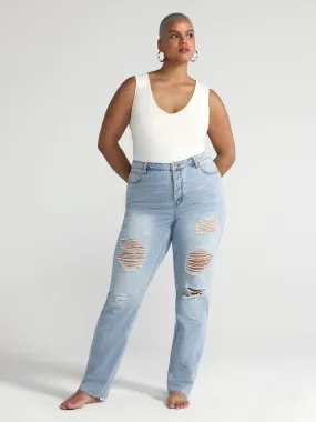 High Rise Relaxed Fit Vintage Wash Jeans