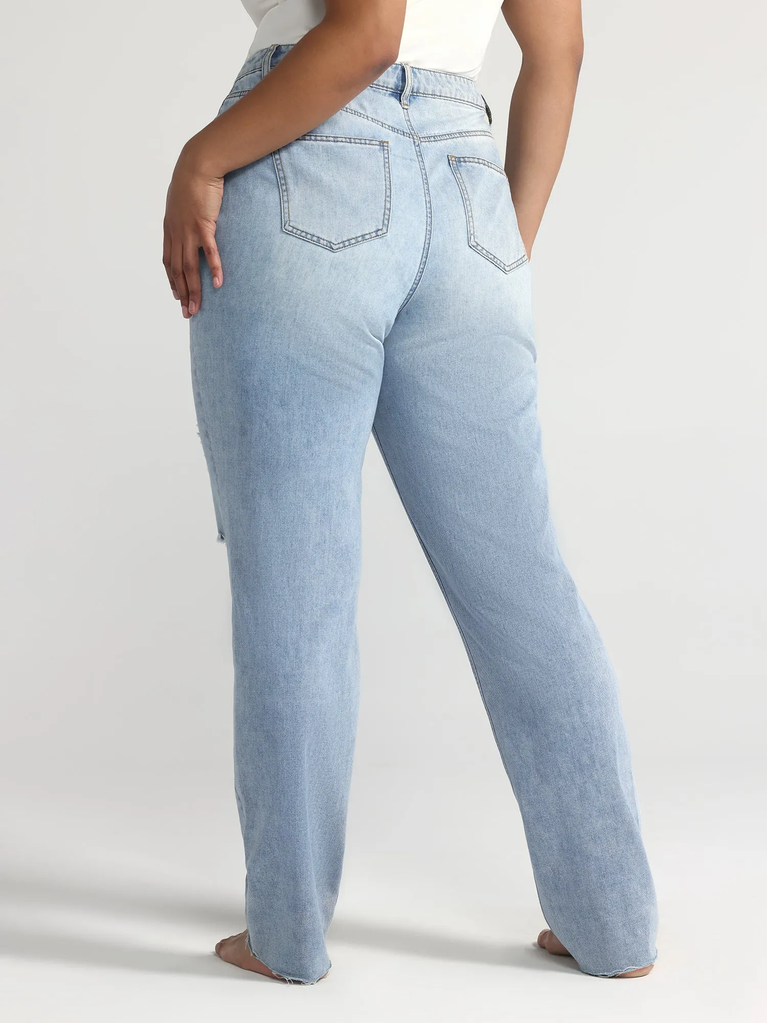High Rise Relaxed Fit Vintage Wash Jeans