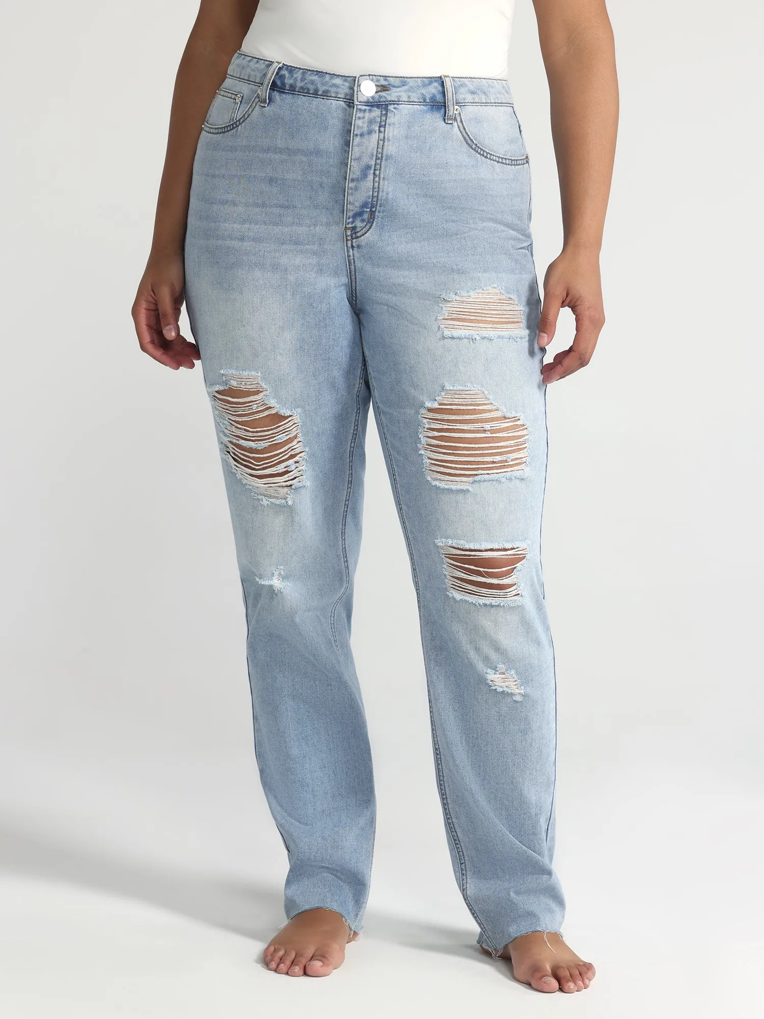 High Rise Relaxed Fit Vintage Wash Jeans