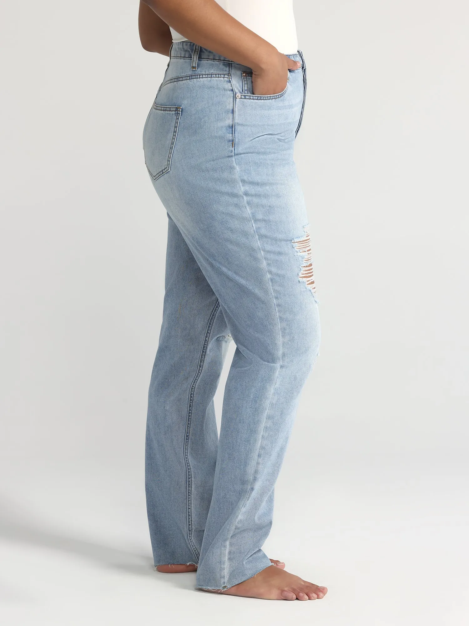 High Rise Relaxed Fit Vintage Wash Jeans
