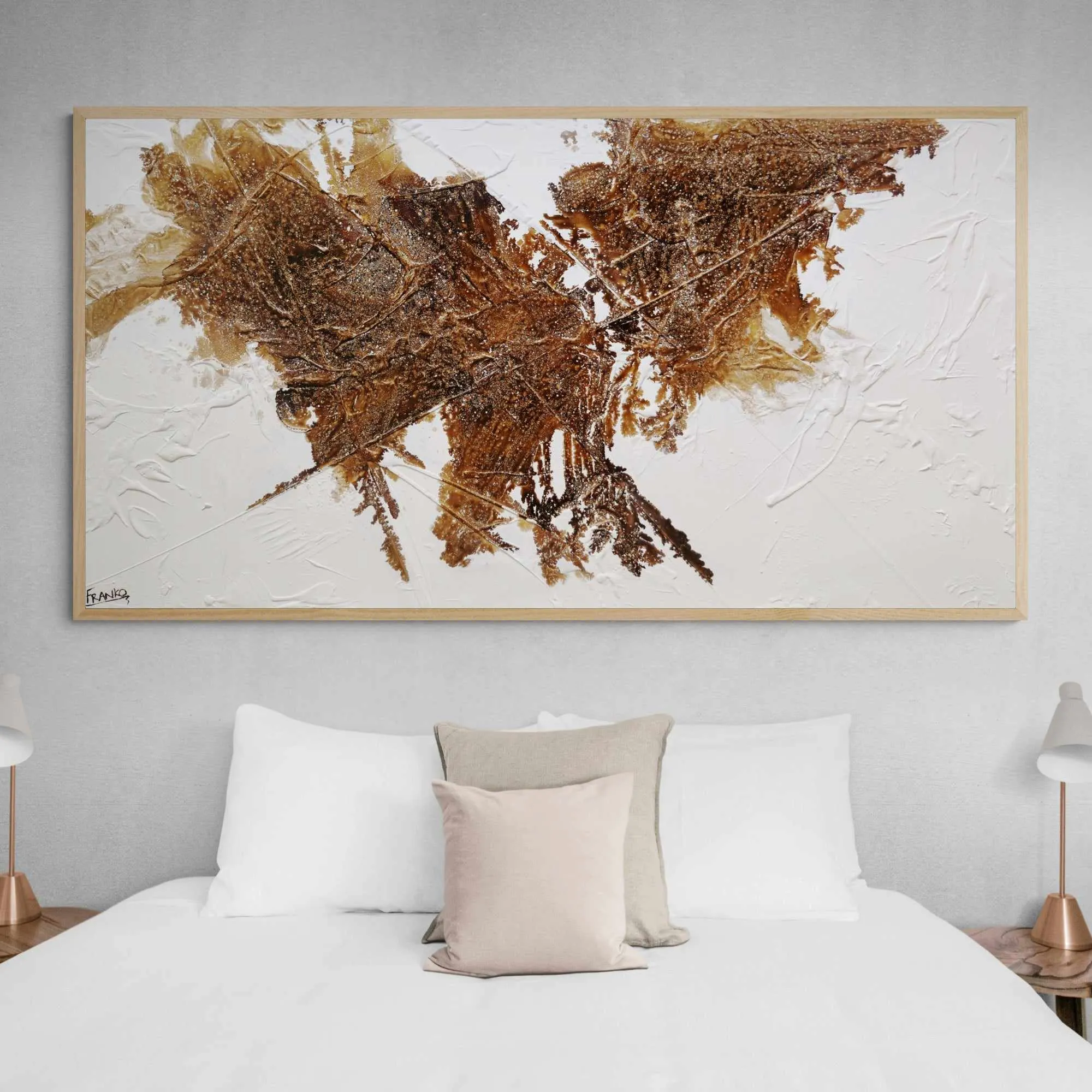 Honeycomb On Ice 190cm x 100cm White Brown Textured Abstract Painting (SOLD)